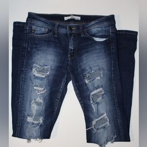 KanCan Dark Wash Distressed Skinny Jeans Size 26